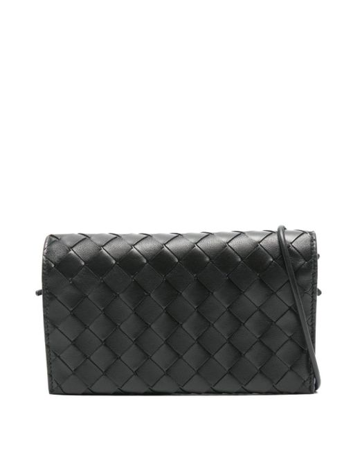 Bottega Veneta Black Leather Wallet On Chain