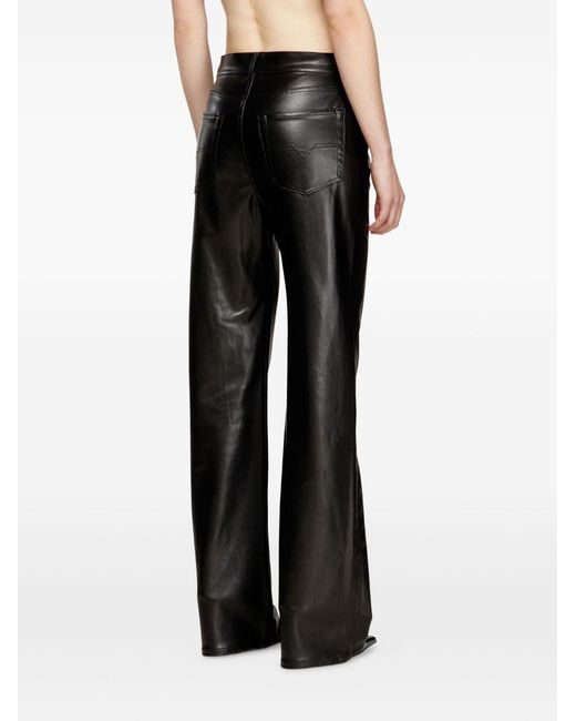 DIESEL Black Faux-Leather Trousers