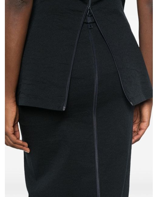 Issey Miyake Black Cotton Blend Midi Skirt