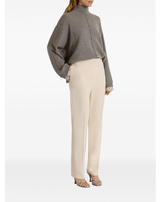 Alberta Ferretti Gray Cashmere Turtle-Neck Sweater