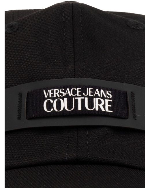 Versace Black Hat With Logo for men