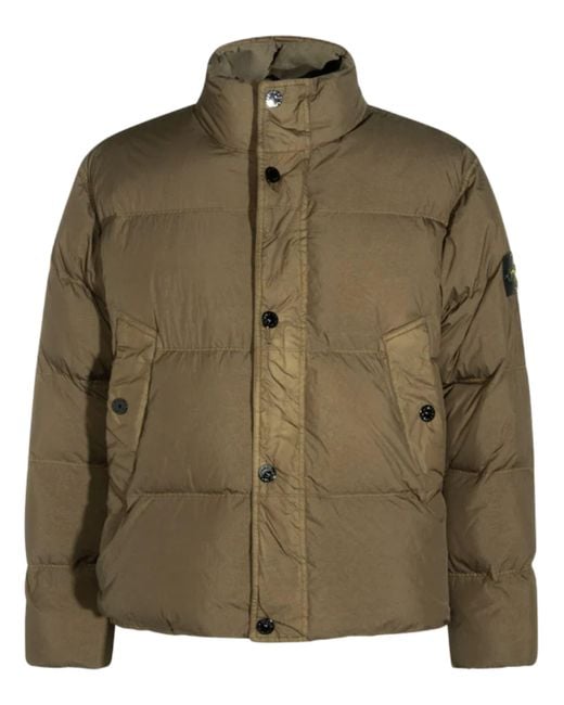 Stone Island Green Hooded Down Jacket for men