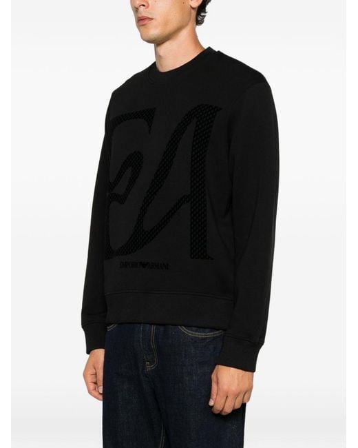 Emporio Armani Black Logo Cotton Sweatshirt for men