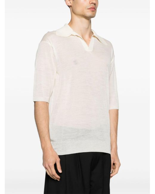 Auralee White Mélange Wool-blend Polo Shirt for men