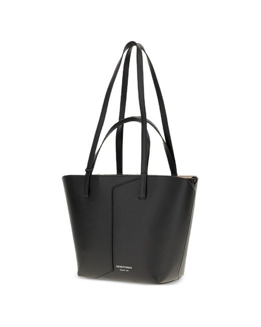 Emporio Armani Black Small Leather Tote Bag