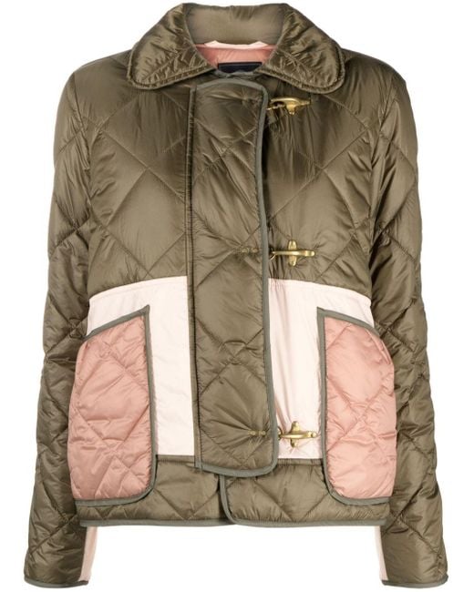 Fay Green Panelled Padded Jacket