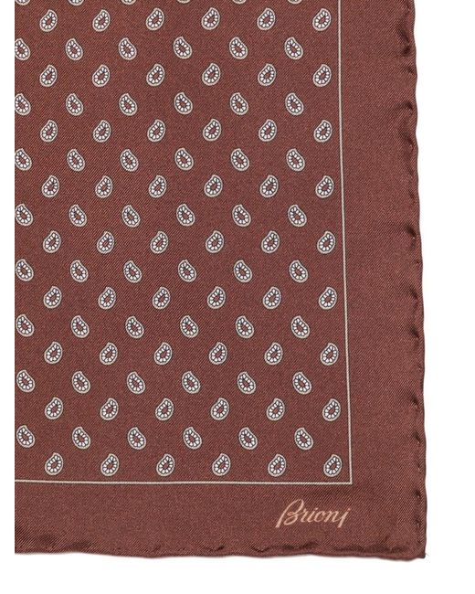 Brioni Red Pritned Silk Foulard for men