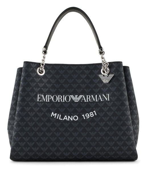 Emporio Armani Black Milano 1981 Logo-print Tote Bag