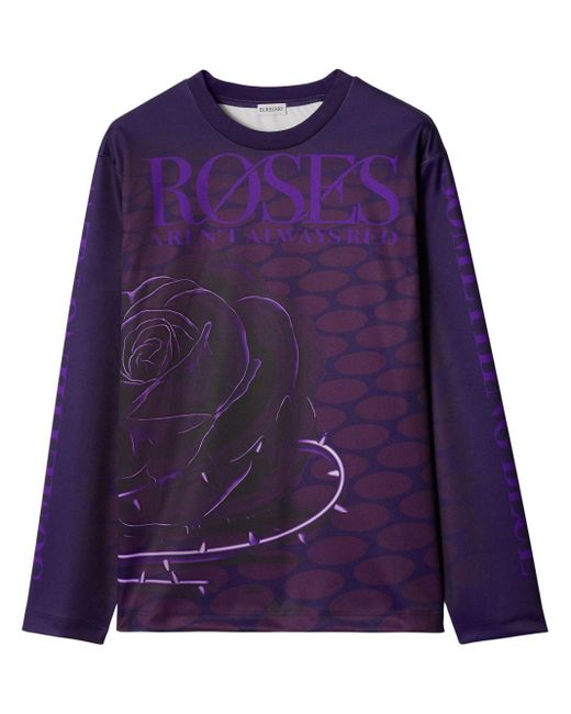 Burberry Purple Rose-print Long-sleeve Jumper for men