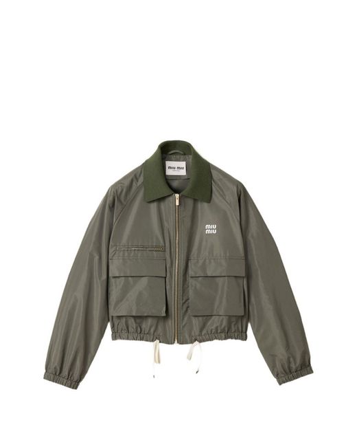 Miu Miu Green Technical Fabric Blouson Jacket