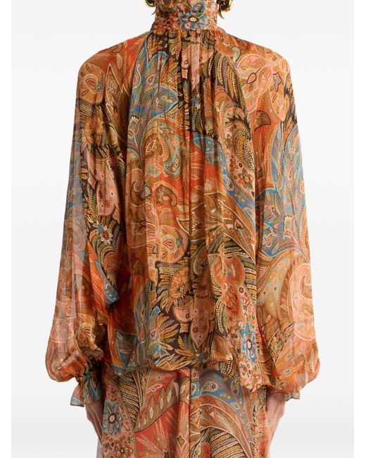 Etro Brown Shirt With Frill On The Collar