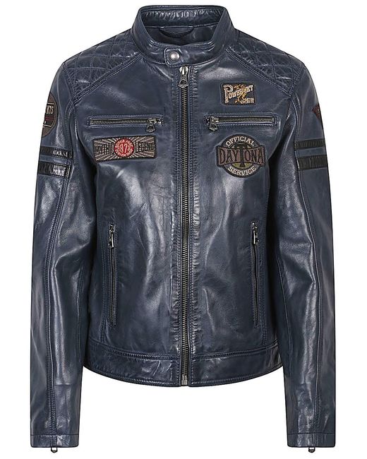 Daytona 73 Blue Walkora Leather Moto Jacket