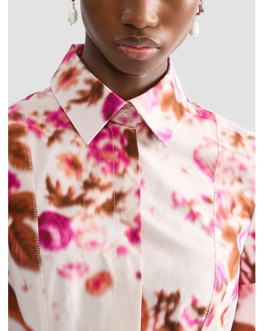 Erdem Pink Floral Print Midi Dress