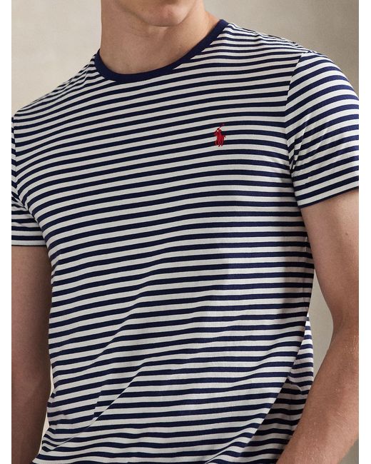Polo Ralph Lauren Blue Slim Fit Striped T-Shirt for men