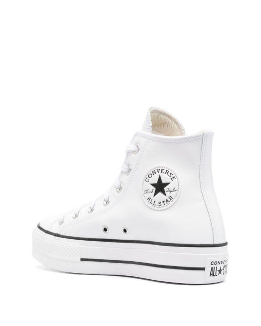 Converse White Chuck Taylor Leather Platform Sneakers