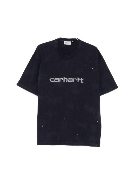 Carhartt Blue Logo Cotton T-Shirt for men