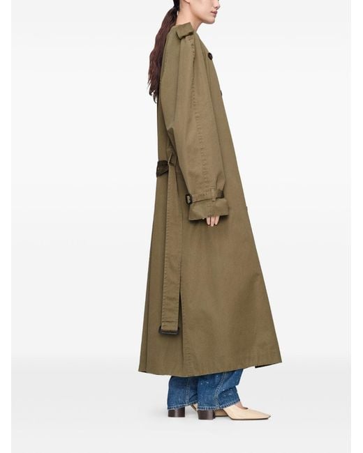 Maison Margiela Green Double-Breasted Trench Coat