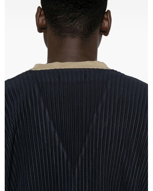Homme Plissé Issey Miyake Blue Pleated Cardigan for men