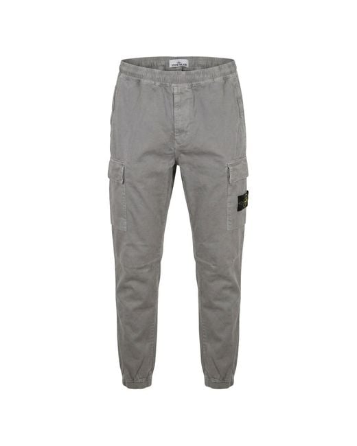 Stone Island Gray Cotton Cargo Trousers for men