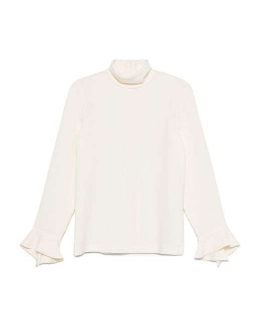 Alberto Biani White High-Neck Blouse