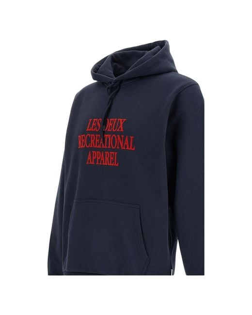 Les Deux Blue Logo-Print Drawstring Hoodie for men