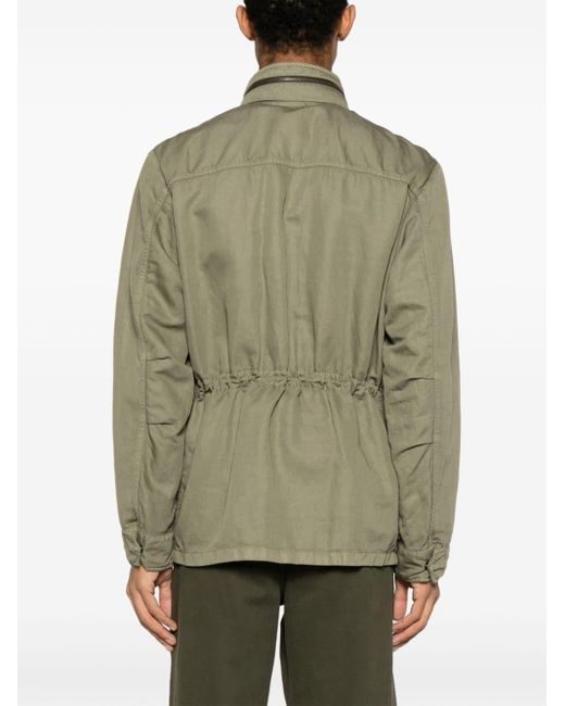 Fay Green Hooded Cotton Field Jacket for men