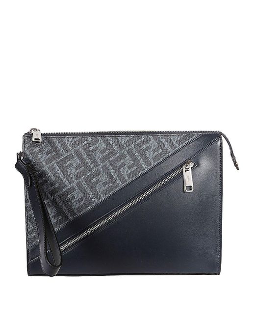 Fendi Gray Shadow Clutch Bag for men
