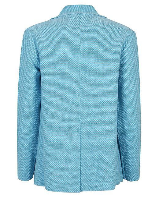 Base London Blue Cotton And Linen Blend Jacket