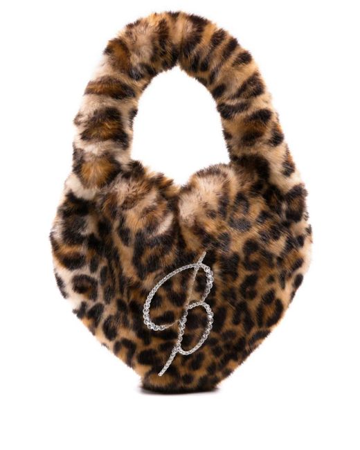Blumarine Brown Faux Fur Heart Handbag