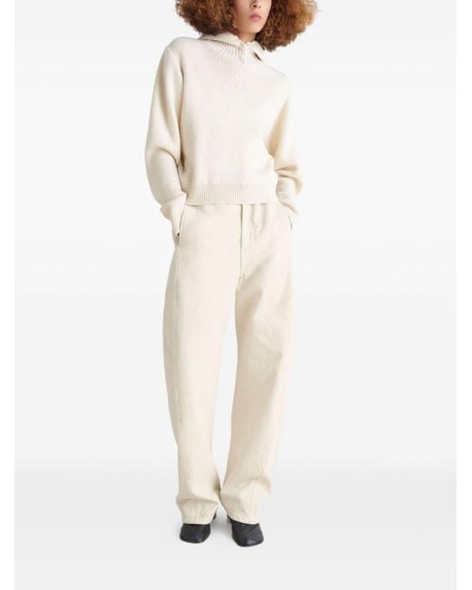 Lemaire White Wool Hooded Sweatshirt