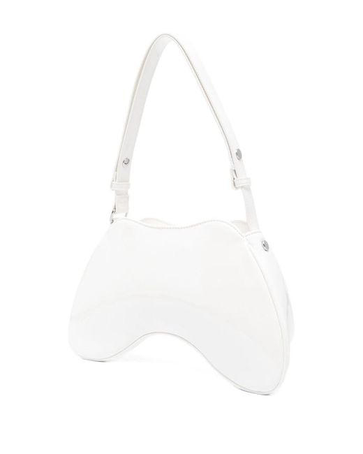DIESEL White Play Patent Shoulder Bag
