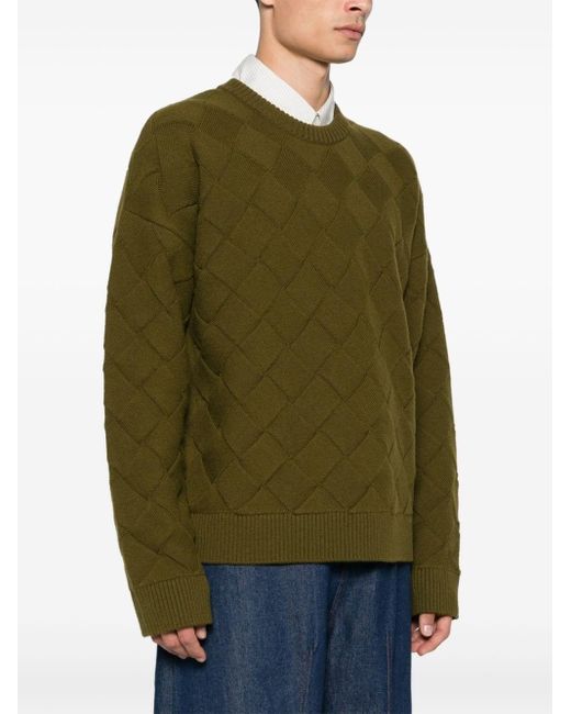 Bottega Veneta Green Crew Neck Sweater for men