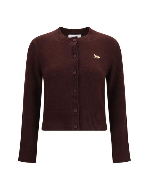 Maison Kitsuné Red Baby Fox Wool Cardigan