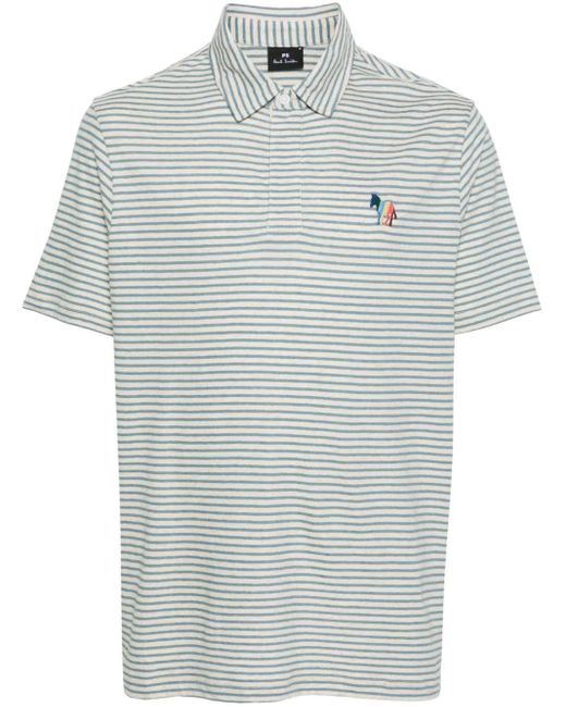 PS by Paul Smith Blue Zebra-motif Striped Polo Shirt for men