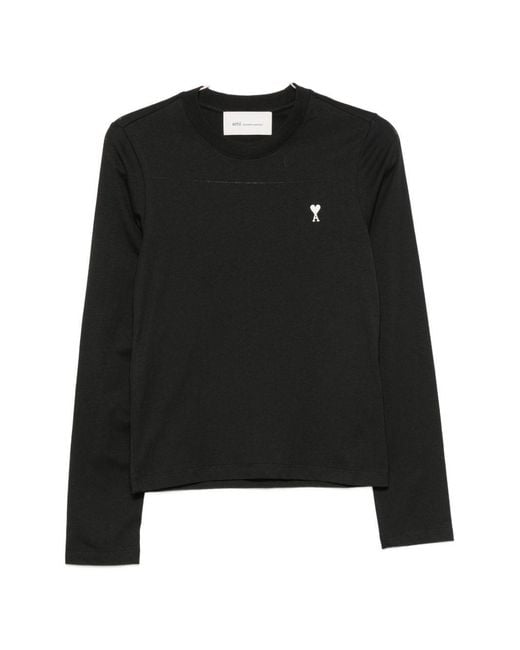AMI Black Ami De Coeur Cotton T-Shirt