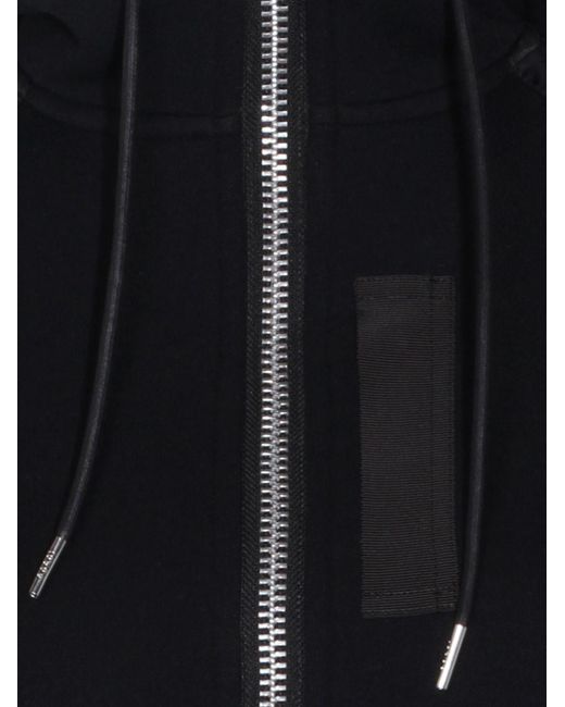 Sacai Black Cotton And Nylon Hoodie