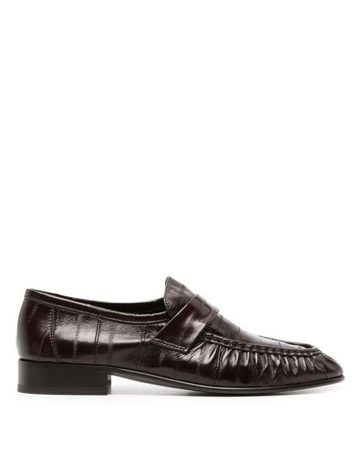 The Row Gray Embossed-Finish Eel-Leather Loafers