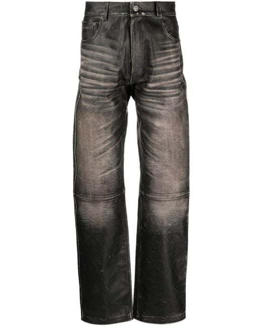 424 Gray Leather Trousers for men