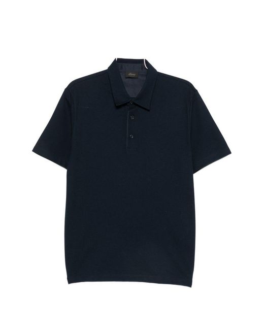 Brioni Blue Piquet Cotton Polo Shirt for men
