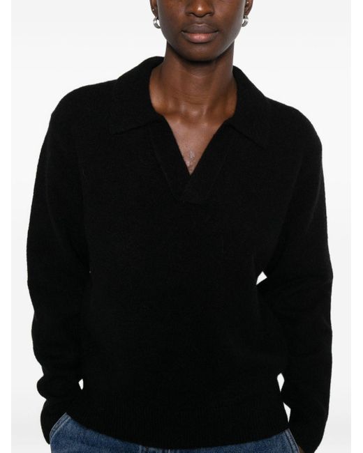 DUNST Black Wool Blend Polo Sweater