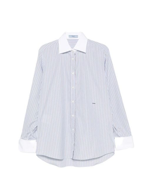 Prada White Striped Cotton Shirt