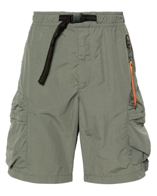 Parajumpers Green Logo-patch Crinkled Shorts for men