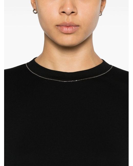 Brunello Cucinelli Black Cotton Crewneck Sweater