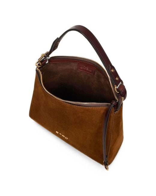 Etro Brown Small Leather Hobo Bag