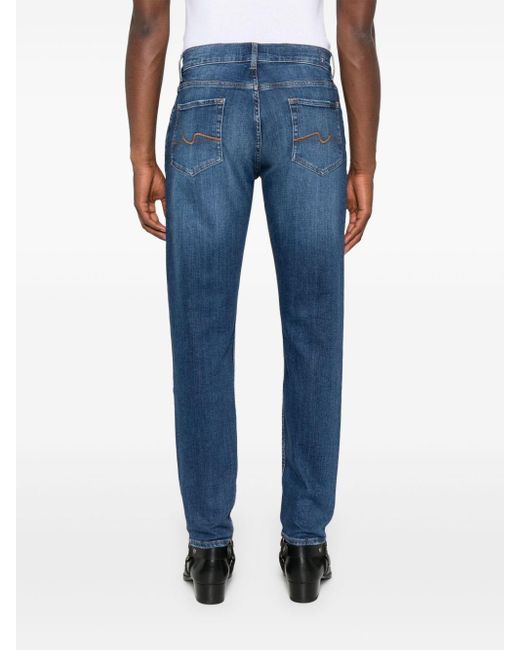 7 For All Mankind Blue Reason Slim Jeans for men