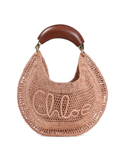 Chloé Pink Summer Banan Rafia Hobo Bag