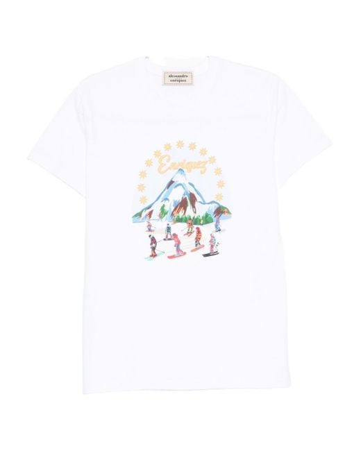 ALESSANDRO ENRIQUEZ White Embroidered Cotton T-Shirt