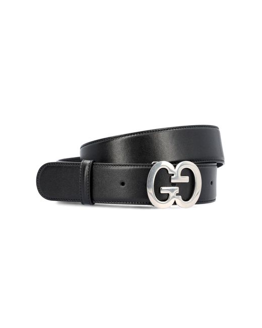 Cintura Larga Con Fibbia Gg di Gucci in Black da Uomo