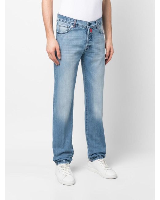 Kiton Blue Mid-wash Straight-leg Jeans for men