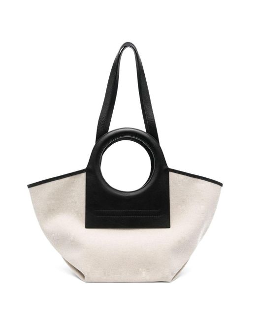 Hereu Black Cala Small Leather-trimmed Canvas Tote Bag